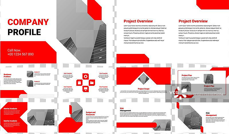 红色现代商务工作报告幻灯片演示图片素材