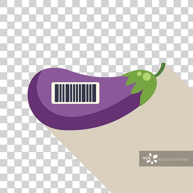 带有条形码显示零售价格的茄子图片素材