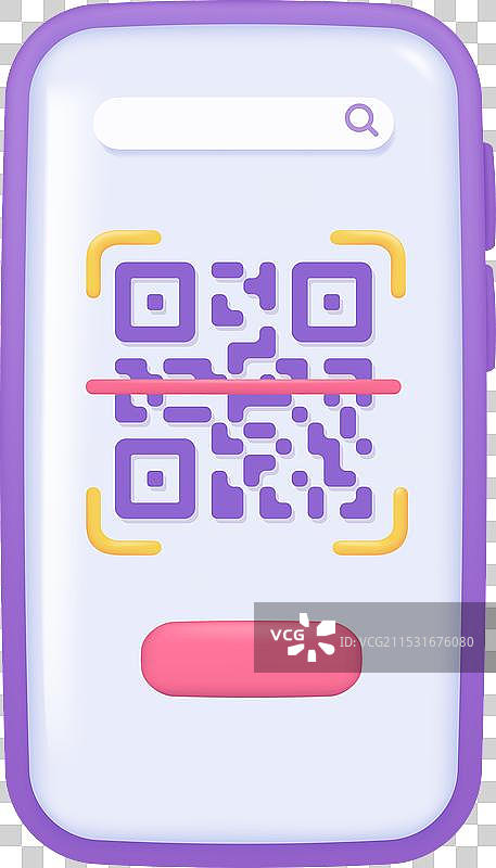 智能手机屏幕上的3D二维码，扫描支付图片素材