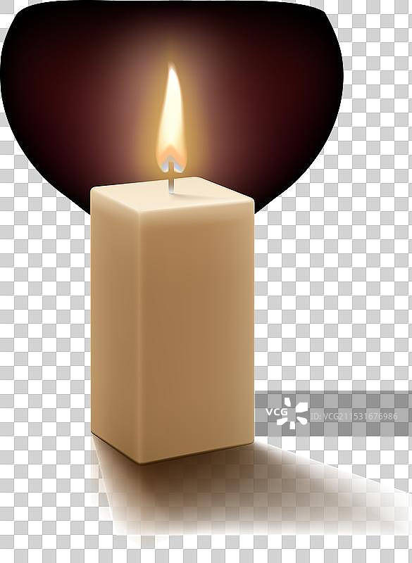 燃烧的矩形蜡烛孤立在背景上图片素材