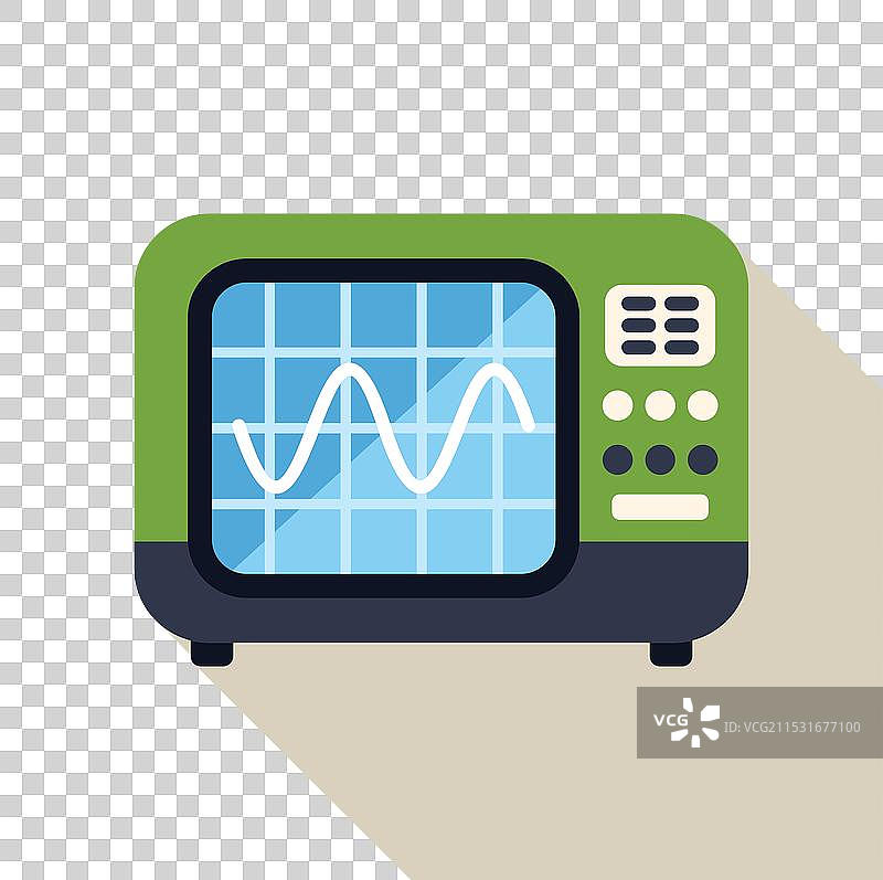 绿色示波器显示正弦信号图片素材