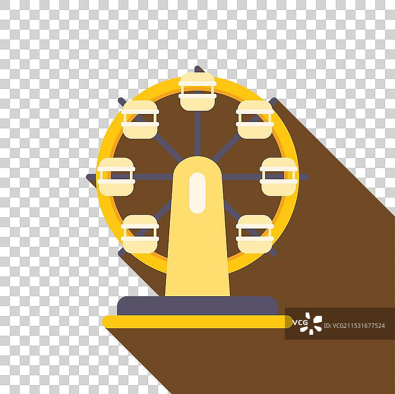 游乐园中旋转的黄色摩天轮图片素材