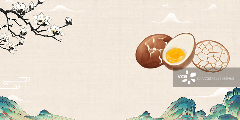 中国风国风水墨风上海特色小吃五香茶叶蛋插画健康特色美食年俗美味二十四节气插画图片素材