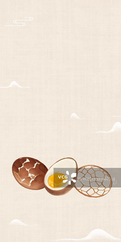 中国风国风水墨风上海特色小吃五香茶叶蛋插画健康特色美食年俗美味二十四节气插画图片素材