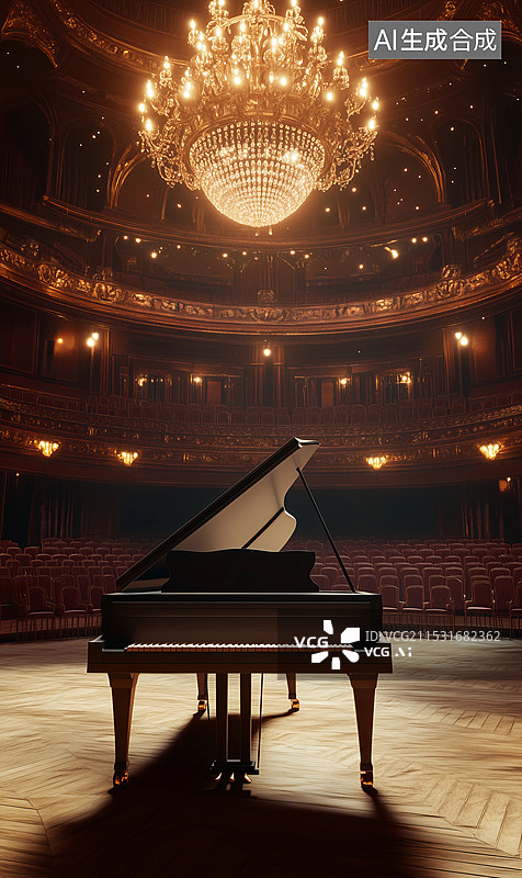 【AI数字艺术】室内音乐厅和钢琴图片素材