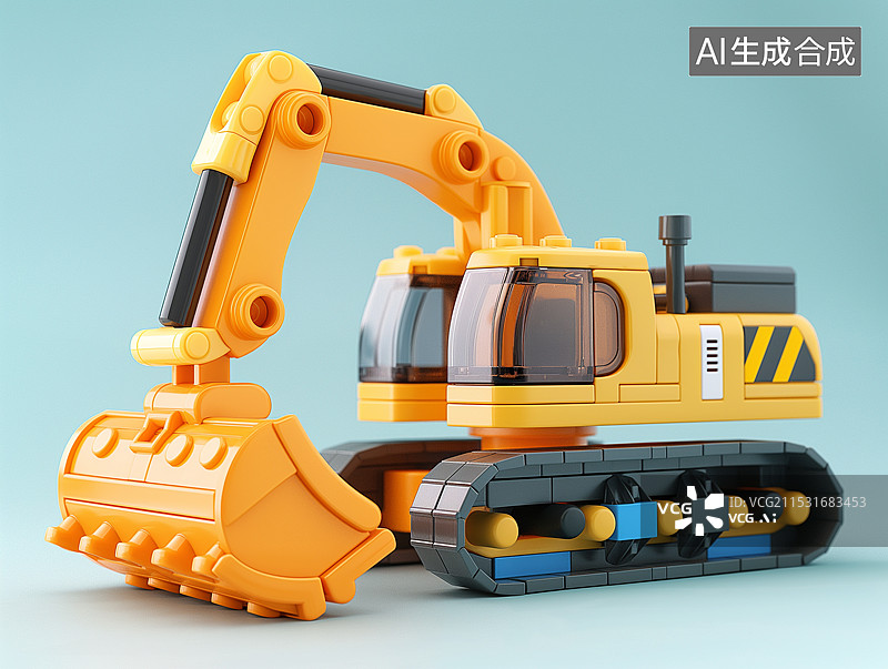【AI数字艺术】儿童玩具挖掘机模型图片素材