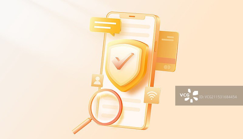 金融理财盾牌保护手机网络安全图片素材