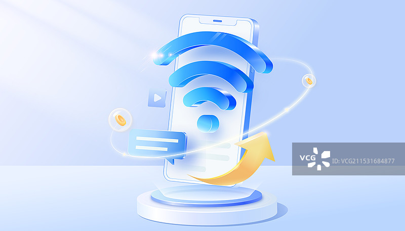 手机上的无线信号wifi图片素材