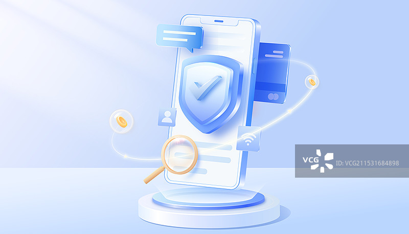 金融理财盾牌保护手机网络安全图片素材