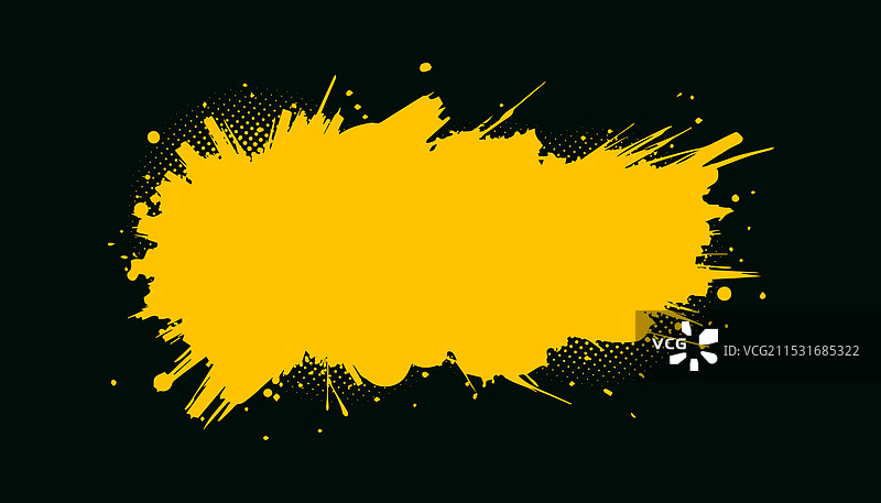 深色背景上的黄色油漆飞溅图片素材