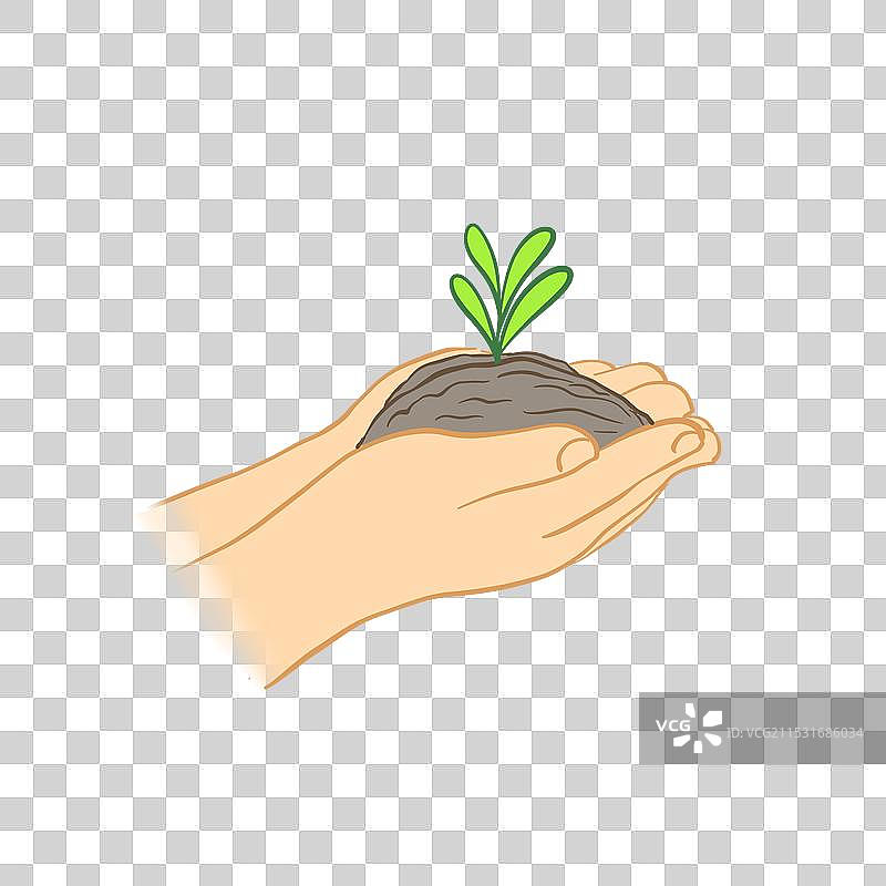 手捧出土的小苗图片素材