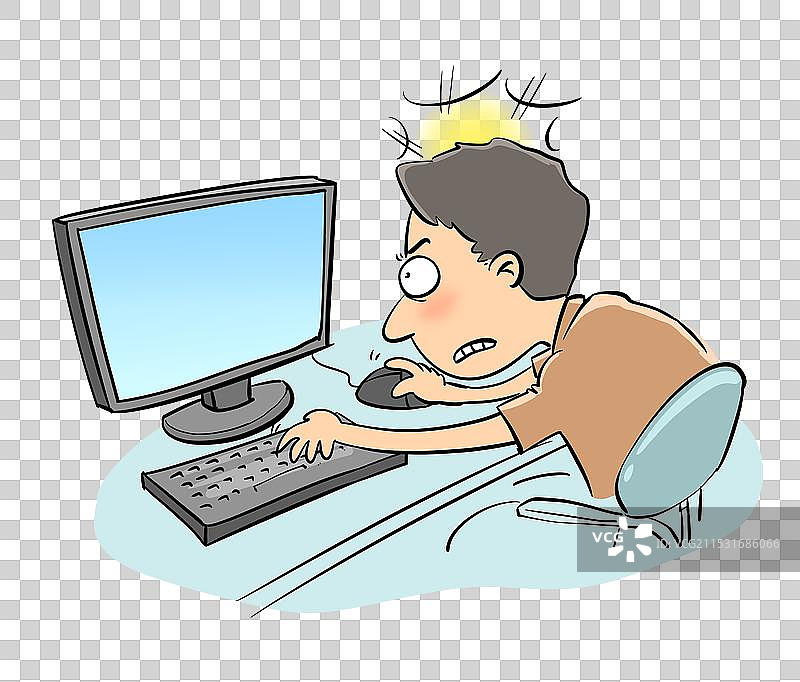 面对电脑发火的人图片素材