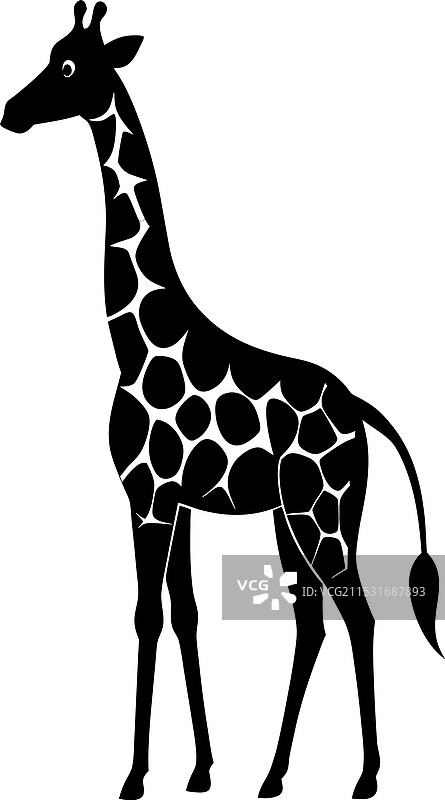 黑白色的长颈鹿剪影图片素材