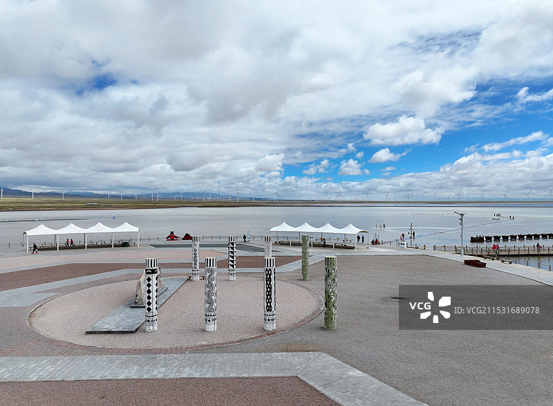 青海省海西州茶卡盐湖茶卡天空壹号航拍图片素材