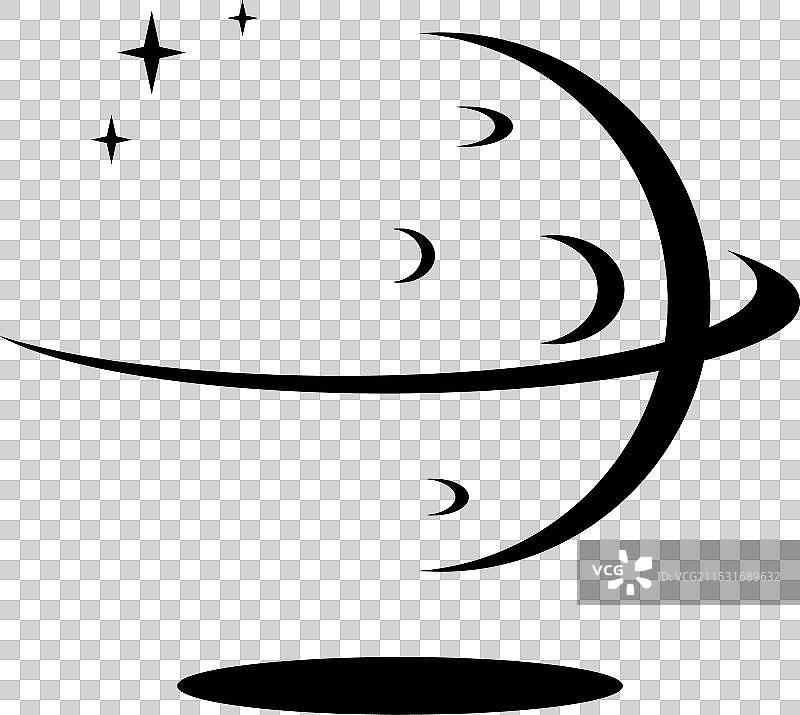 宇宙标志抽象行星，带有环和陨石坑图片素材