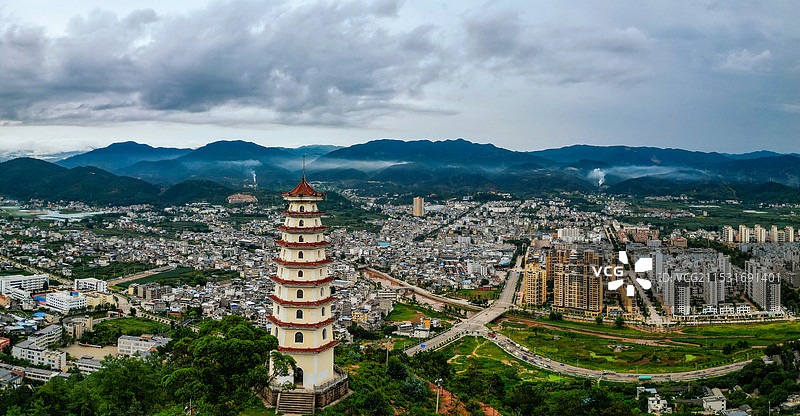 永平县 寿佛寺 博南镇 岑秀公园 博南路 航拍图片素材