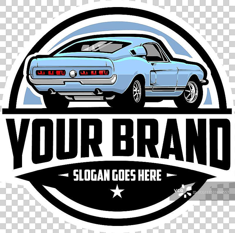 肌肉车后视图徽章现成标志图片素材