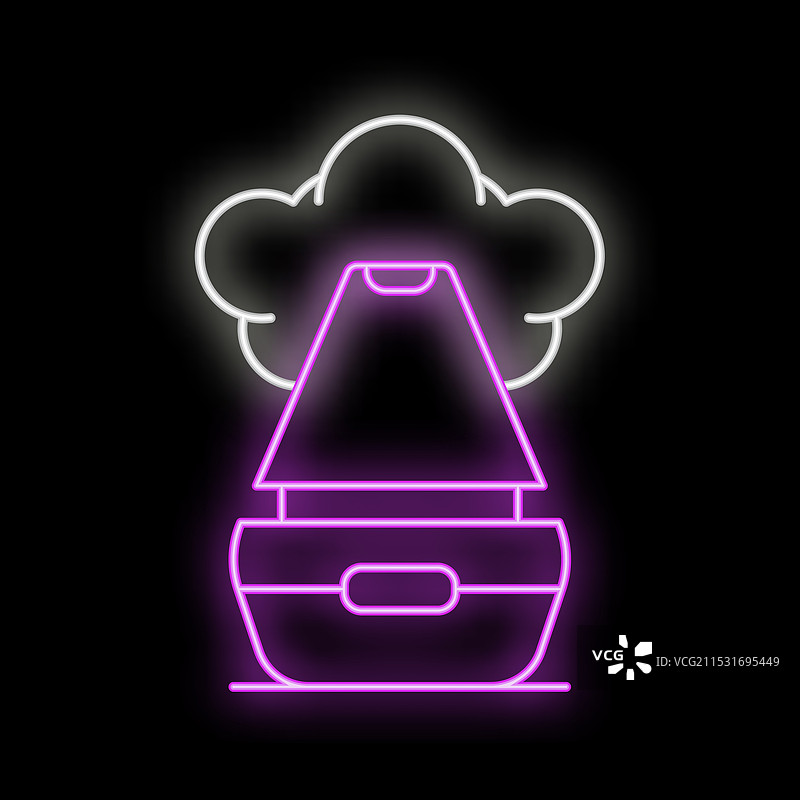 发光的霓虹线香薰扩散器图标，孤立在背景上图片素材