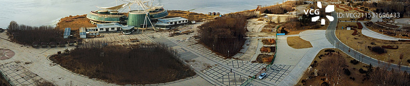 营口市 西市区 地标  航拍 明湖广场 文化艺术中心图片素材