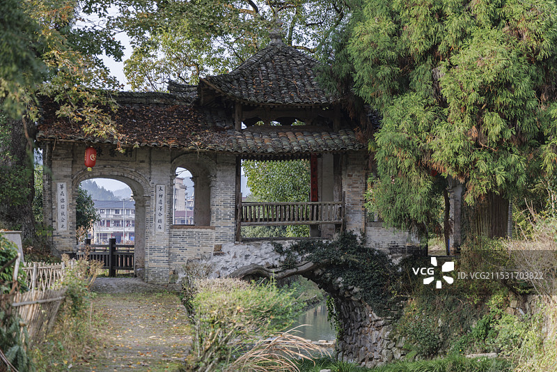 青田阜山乡陈宅村毓秀桥，处州廊桥，青田县陈宅村图片素材