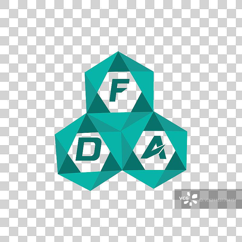 创意极简的FDA字母标志，独特的FDA设计图片素材