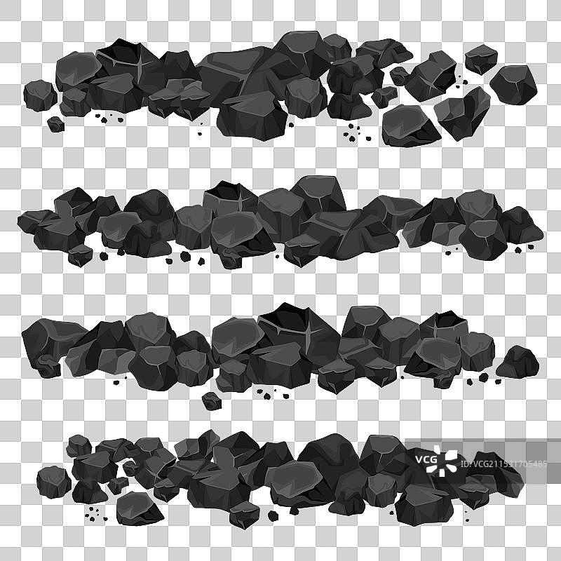 一堆被杂草覆盖的煤炭边界图片素材