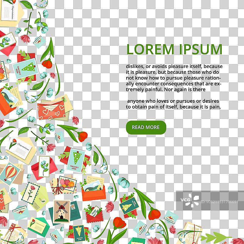 信封角落上的花朵图片素材