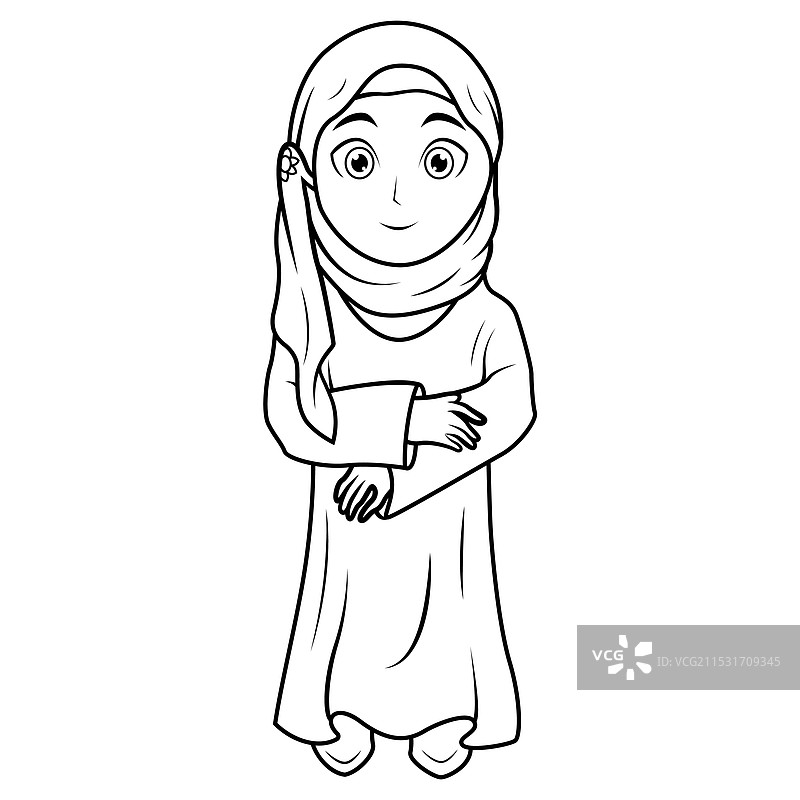可爱的穆斯林女孩卡通形象图片素材