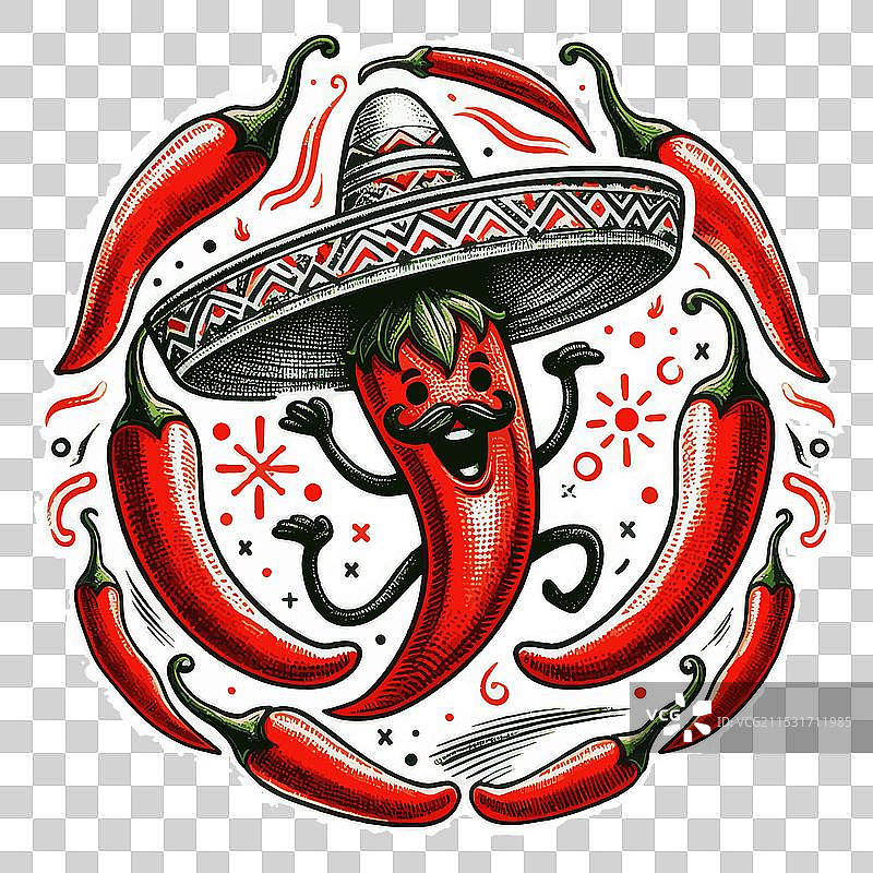 五月五日舞会卡通墨西哥辣椒图片素材