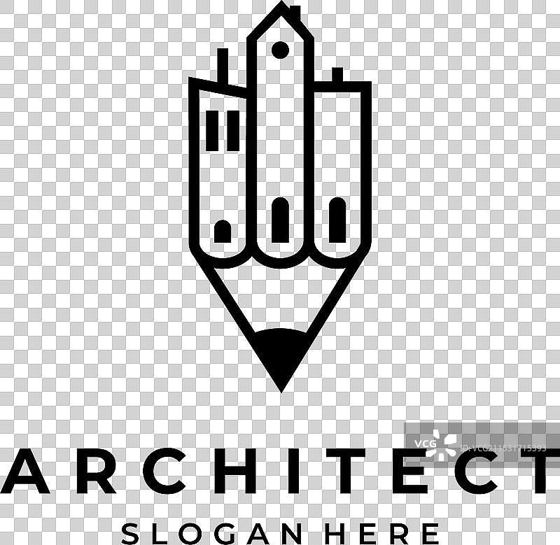 建筑师标志设计在孤立背景的城镇上图片素材