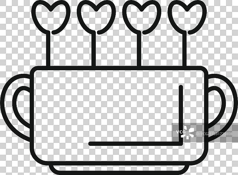 心形棒棒糖在花盆中生长的线条图标图片素材