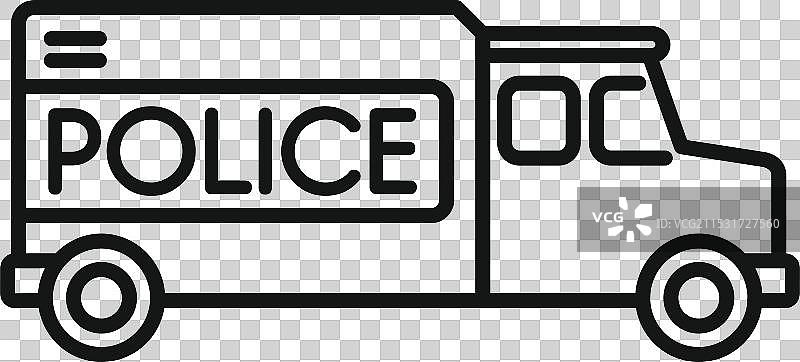 侧面视图的警车运输罪犯图片素材