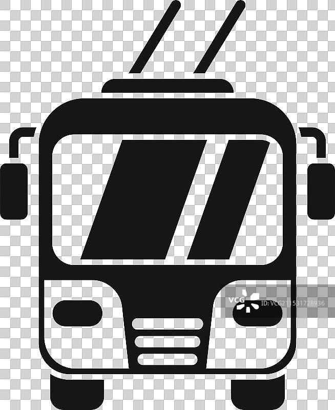 黑色图标的无轨电车，展示公共交通图片素材