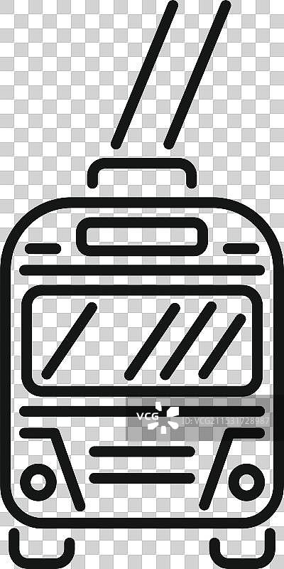 城市中行驶的电动无轨电车的正面视图图片素材