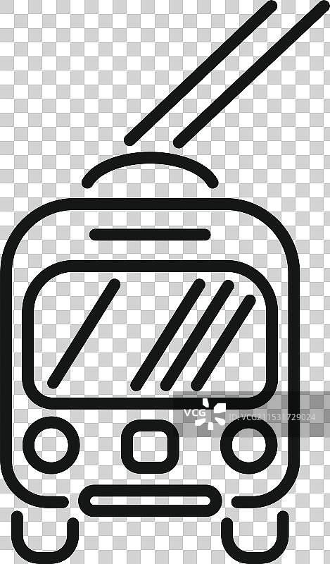 电动无轨电车公共交通正面视图图片素材