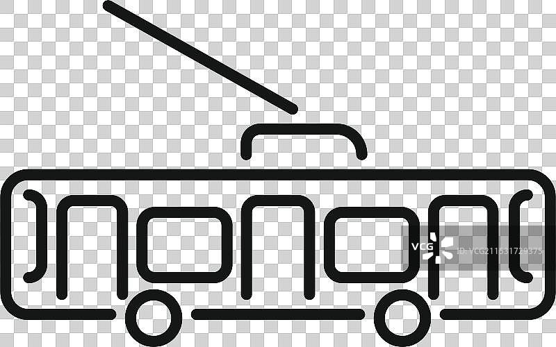 公共交通无轨电车极简线条图片素材