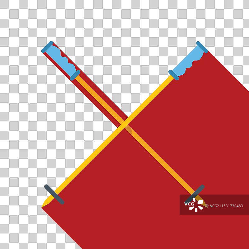 两根交叉的登山杖在红色背景上形成一个X形状图片素材