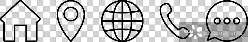 联系信息的线性图标集图片素材