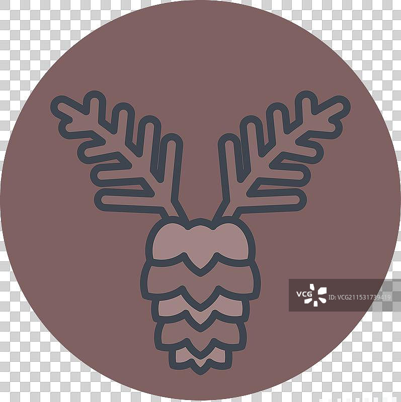 与嬉皮士符号相关的松树图标，颜色搭配图片素材