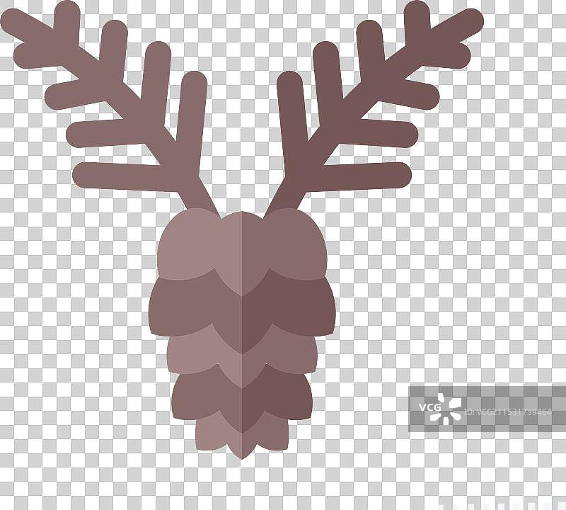 与嬉皮士符号相关的松树图标，扁平风格图片素材