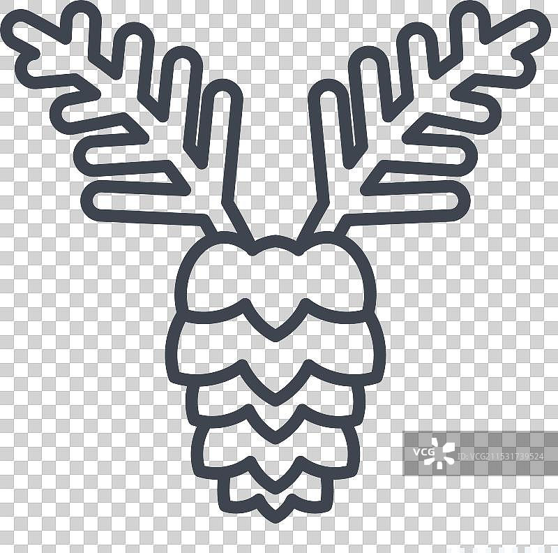 与嬉皮士符号相关的松树图标，线条风格图片素材