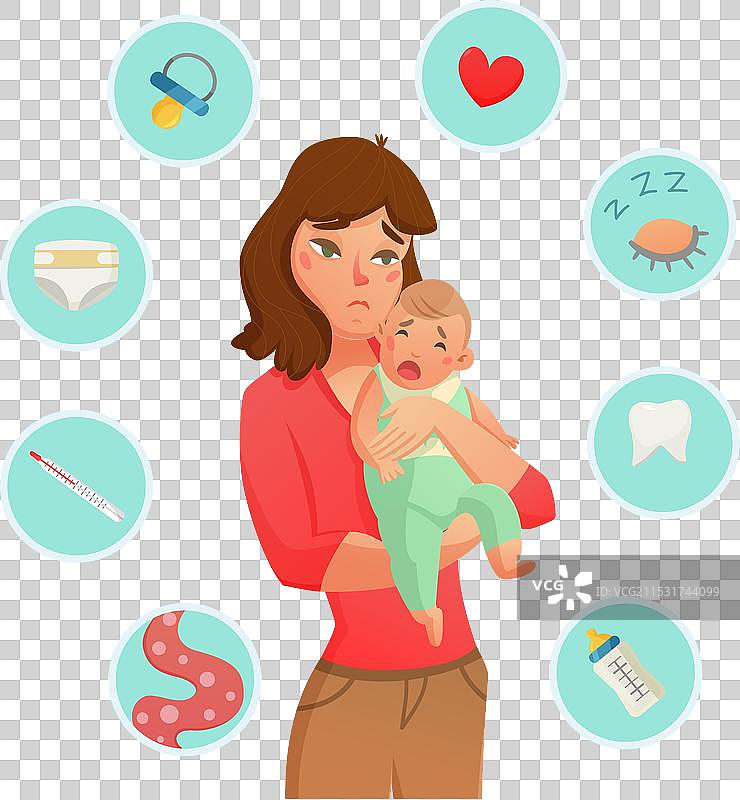 哭泣婴儿的原因构成图片素材