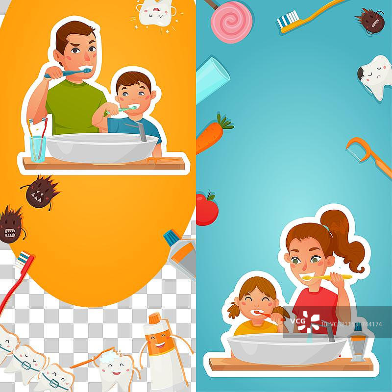 家庭牙齿卫生竖幅横幅图片素材