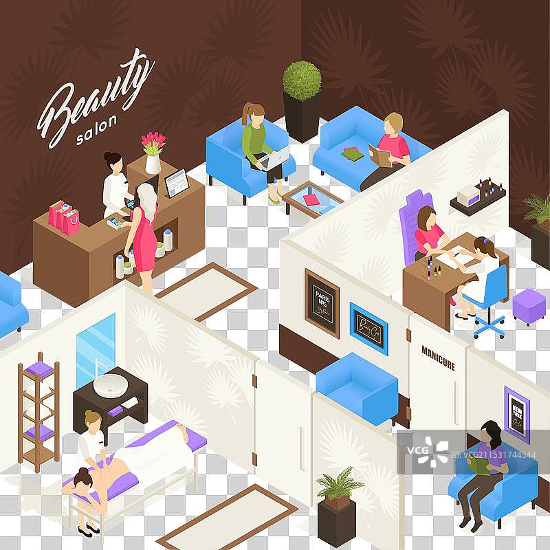 美容院等距设计概念图片素材