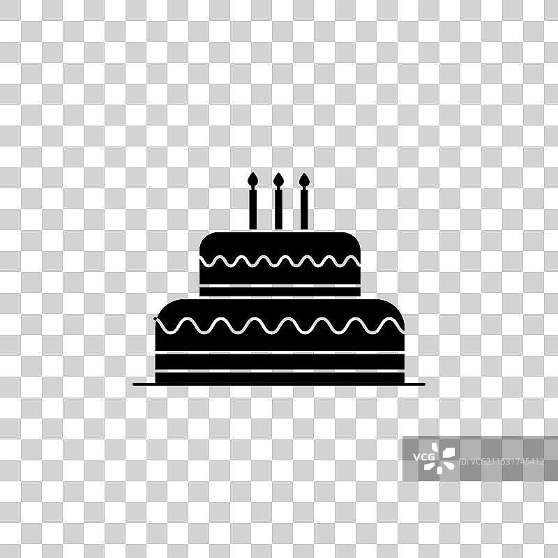 生日蛋糕图标集，蛋糕、蜡烛、樱桃符号图片素材