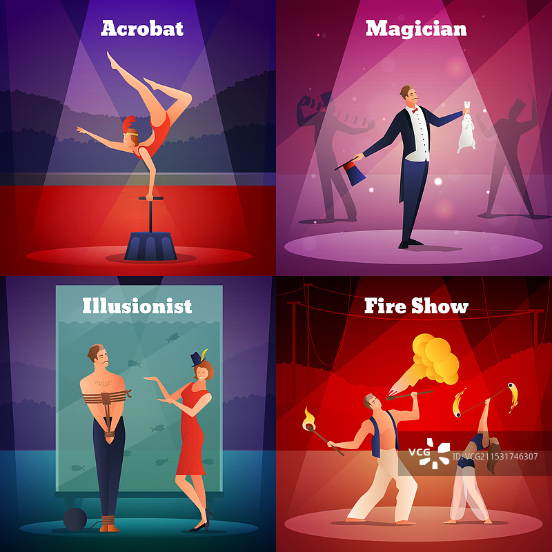 魔术表演 2x2 设计概念图片素材