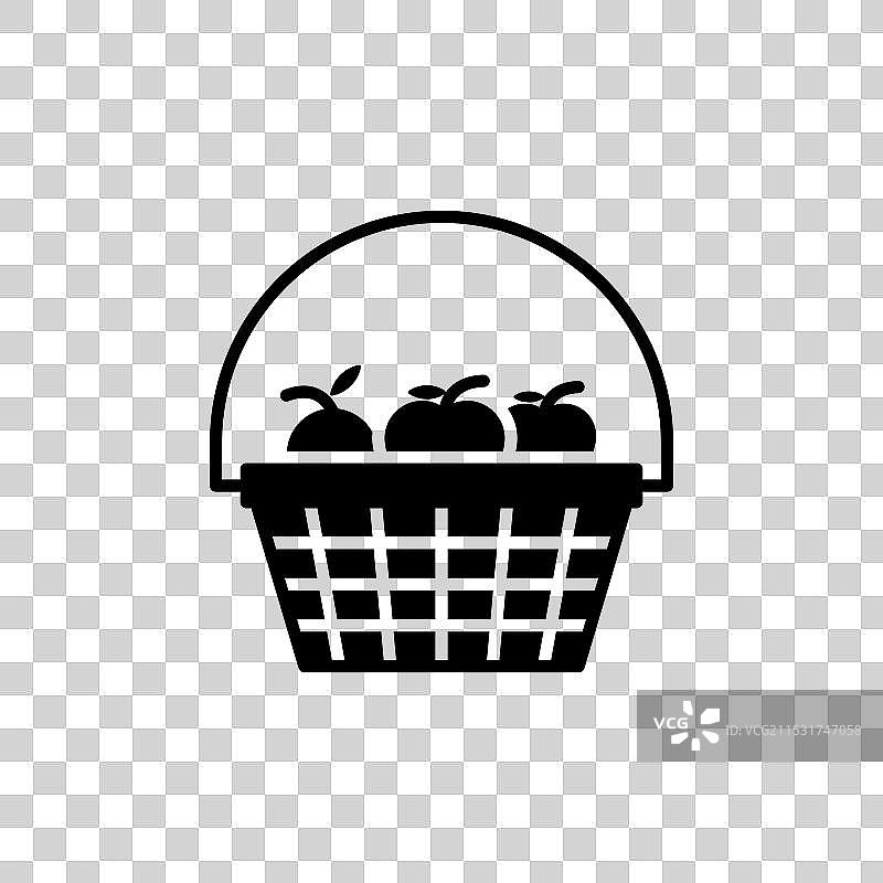 水果篮图标集，碗，野餐，柳条编织符号图片素材