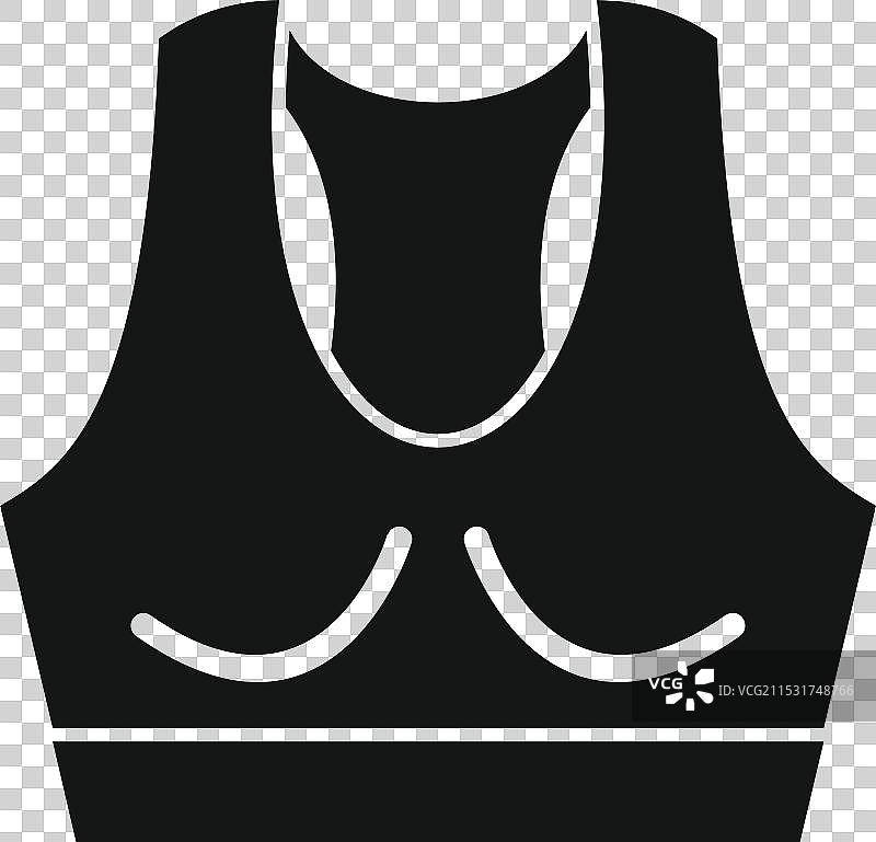 黑色运动胸罩图标展示积极生活方式图片素材