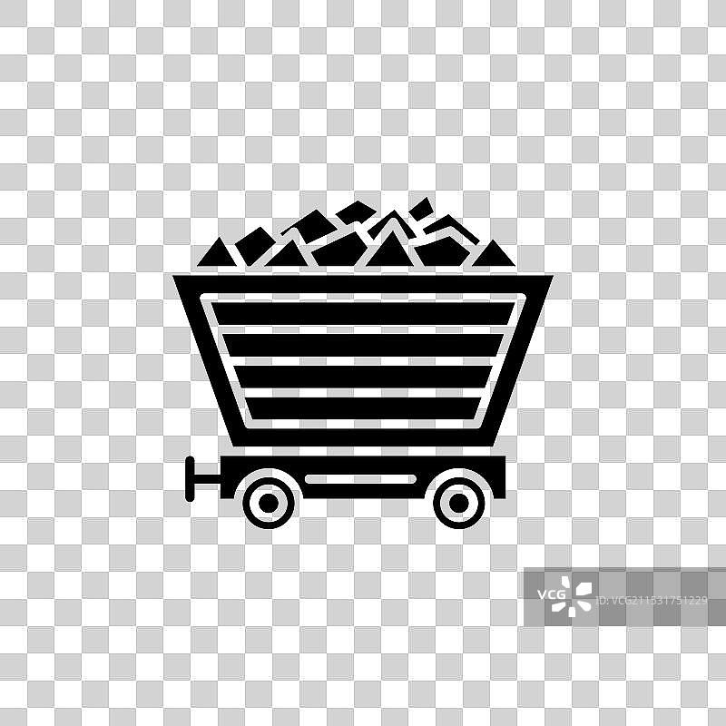 煤炭小车图标集 矿石 采石场 原材料 能源图片素材