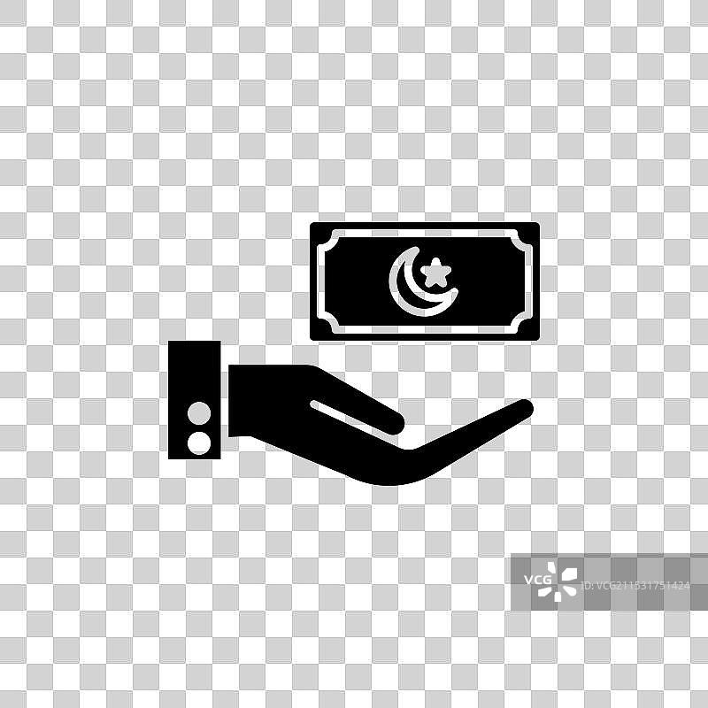 伊斯兰教的施舍与金钱礼物图标集图片素材